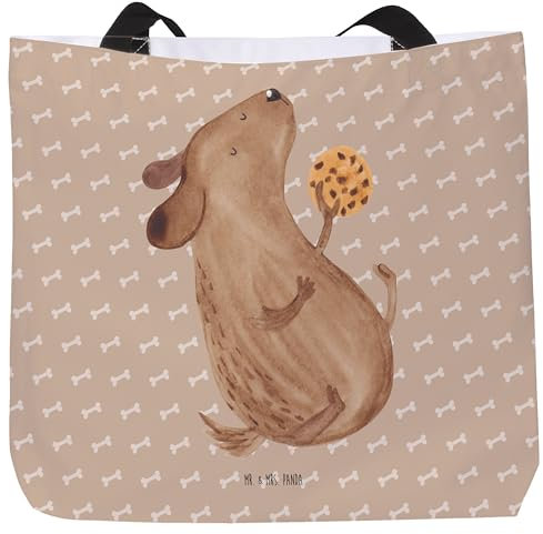 Mr. & Mrs. Panda Shopper Hund Keks - Geschenk, Hundeleckerli, Schulbeutel, Hundeliebe, Beutel, Einkaufstasche, Tragebeutel, Schultasche, Tasche,