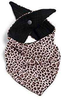 nanito Baby Dreieckstuch Lätzchen mit Druckknopf für Babys & Kleinkinder Musselin Schal Kinderhalstuch Farbwahl 100% Bio Baumwolle (Leoprint - creme rosé)