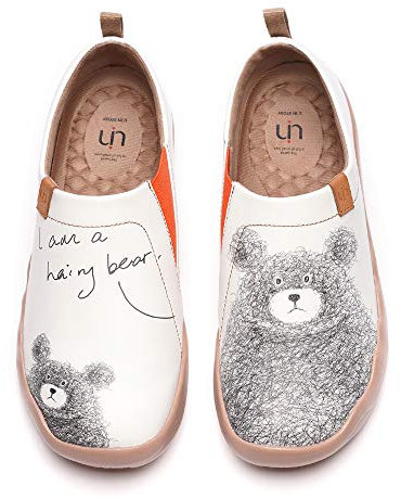 UIN Damen Bär Wanderschuhe Weiß Mikrofaser Leder Fashion Casual Walking Loafers Mit dir Sein(39)