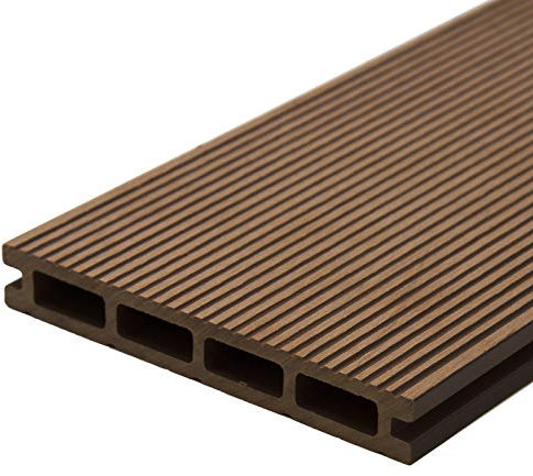 HORI WPC-Terrassendiele Komplettset Hohlkammer Komplettbausatz Terrassenplatten Premium Terrassenboden Garten I Fläche: 52 m² I 5,20 m Dielenlänge I Braun