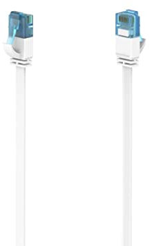 Hama Cavo di rete Cat 6a 5 m, cavo piatto per posa, Gigabit Ethernet fino a 10 Gbps (RJ45, coppie di dati attorcigliate, antipiega, connettori sottili, cavo Ethernet con guaina robusta