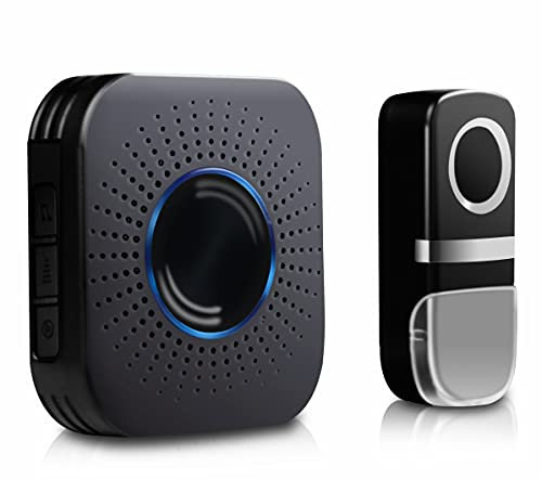 Wireless Doorbell [Self-Generating Power], Senelux IP55 Waterproof Door Bell, 1 Push Button (No Battery Required) and 1 Wall Plug-in Receivers, with 150+ Meter Range, 58 Chimes & 4 Level Volume