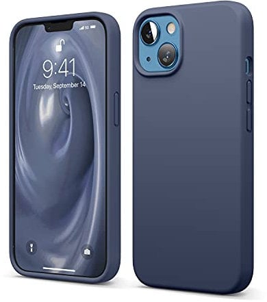 elago Liquid Silicone Case Compatible with iPhone 13 Case (6.1), Premium Silicone, Full Body Protection - 3 Layer Shockproof Phone Cover, Anti-Scratch Soft Microfiber Lining (Jean Indigo)