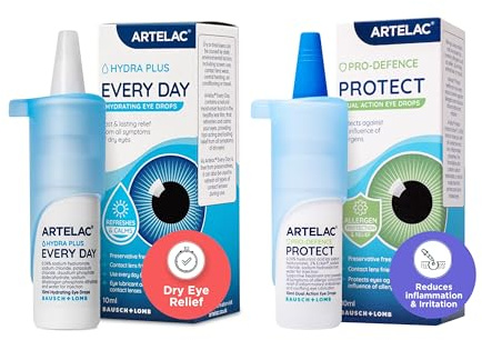 Artelac Eye Drops Multipack, Every Day x3 Protect x1, Every Day Eye Drops for Dry Eyes Treatment and Allergy Eye Drops, Protect, Protection Against Allergens, Both Contact Lens Friendly