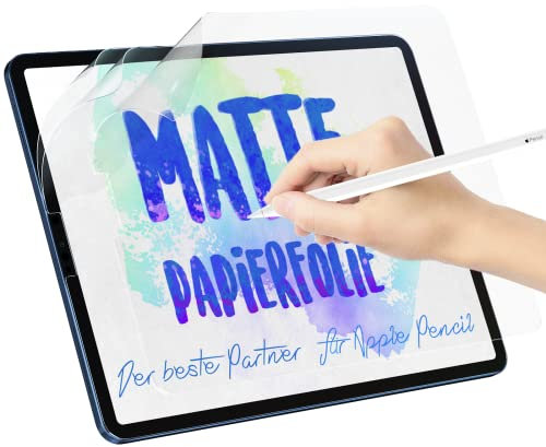 Protescreen [3 Stück] Papier Folie für iPad Pro 12.9 Zoll (2021/2020/2018), Matte Papierfolie Schutzfolie Schreibfolie Displayschutz Feel Like Paper Matt PET Film Screen Protector
