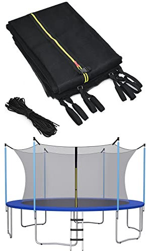 COSTWAY Ø244 /305/366 /427/457 /487cm Trampolin Sicherheitsnetz für Gartentrampoline, Ersatznetz innenliegend mit Reißverschluss und Schnallen,für 6/8 Stangen, Netzhöhe 180 cm (Ø305cm)