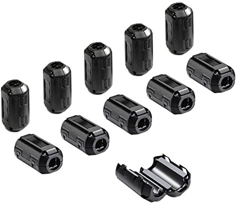 Aiqeer 10 Stück Ferrite Ring Cores, Ferrit Ringkern Cable-Clip, RFI EMI Entstörfilter Ferritfilter, Klappferrit Ferritkern, Anti-Interferenz Hochfrequenzfilter (5 mm Innendurchmesser)