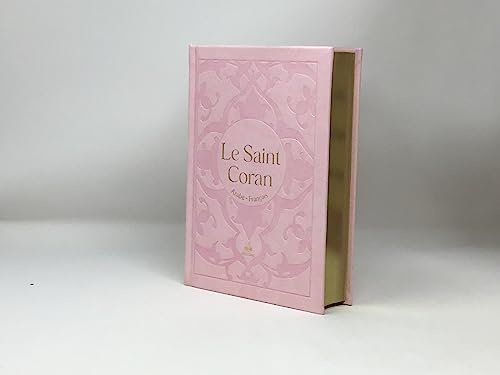 Saint Coran Bilingue cartonne (14 x 19 cm) - Rose claire - Dorure