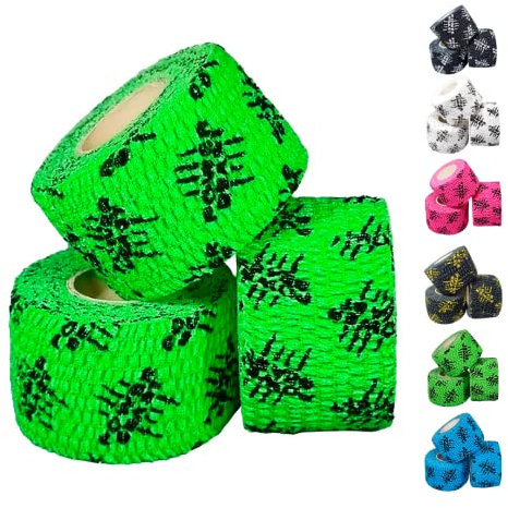 Power Beast 3x Tape, 3 Rollen Hook Grip Tape, Sporttape, Schutz für Daumen und Finger, elastische Baumwolle, schweißfest und atmungsaktiv, für Weightlifting, Cross Training, Gewichtheben. (GREEN)