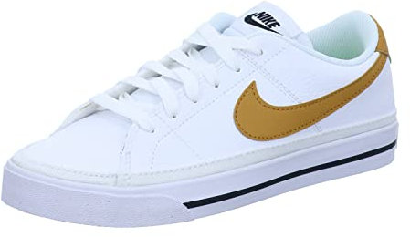 Nike Femme Court Legacy Next Nature Sneaker, White/Gold Suede-Volt-Black, 37.5 EU
