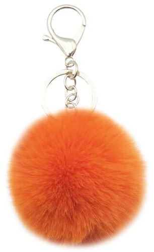 Xsclpomddy Porte-clés pompon en fausse fourrure avec boule pour sac de voiture, Orange rouge.