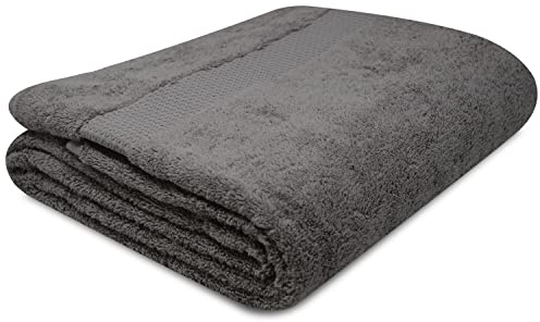 Towelogy® Super Soft Luxurious Bath Sheets Extra Large 100% Egyptian Cotton Bathroom Shower Towel Super Absorbent Hotel Quality Fade Resistant 90x140cm | Machine Washable (Charcoal Grey, 1)