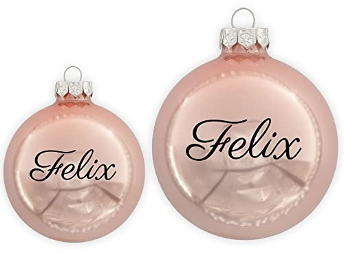 TheSmartGuard Christbaumkugel mit Namen | Weihnachtskugel personalisiert aus Glas| Ø 6cm oder 8cm in Rose (Glanz) | Weihnachtsschmuck