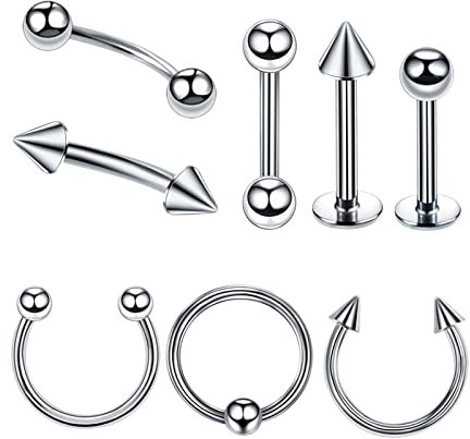 Whoiy Nasenpiercing Stecker Edelstahl, Nasenring Piercing Rosegold Dünn 4 Stück 1.2X12X4Mm Piercing Set C-Form-Augenbrauen-Ohr-Nasen-Bolzen-Set