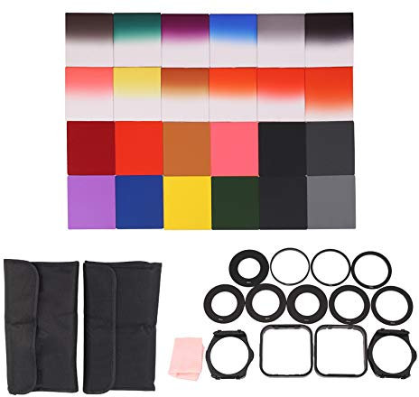 AUNEVN 24Pcs Adaptateur pour Filtres Gradués ND 9Pcs, Porte-Filtre Pare-Soleil pour Série Cokin P