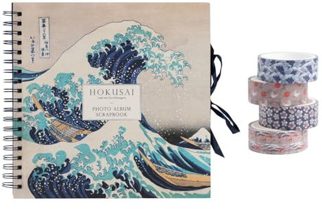 Kokonote Scrapbook Set: Fotoalbum zum selbstgestalten + Washi Tape Set/Scrapbook Klebeband Hokusais Großen Welle vor Kanagawa