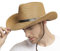 Strohhut Herren Cowboyhut Stroh Westernhut Faltbarer Panamahut mit Kinnriemen Breite Krempe Sonnenhut Anti-UV Sonnenschutz Strandhut Atmungsaktiver Sommerhut Strohkappe für Outdoor Strand Urlaub