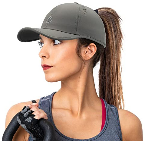 Gisdanchz Basecap Damen Baseball Cap mit Pferdeschwanz Performance Cappy Frauen Tennis Running Cap Damen Uv Schutz Kappe Laufcap Laufmütze Schildkappe Sonnenschutz Kappen Damen Sommer, Dunkelgrau
