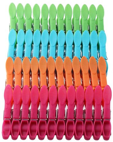 hobbyme Lot de 48 pinces à linge en plastique colorées et résistantes, mini pinces à linge à séchage à l'air libre, petites pinces à linge colorées pour emballage alimentaire