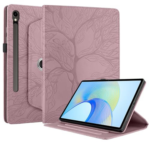 Succtopy Coque pour Samsung Galaxy Tab S10 Lite 10.9 2025 /S10 FE 10.9 2025/ S9 FE 2023 Étui Support Rotatif à 360 Degrés PU Cuir Housse de Protection avec Porte-Pencil Rose Gold