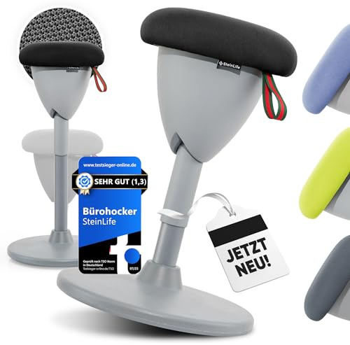SteinLife Bürohocker Ergonomisch [TESTSIEGER] Stehhocker Höhenverstellbar