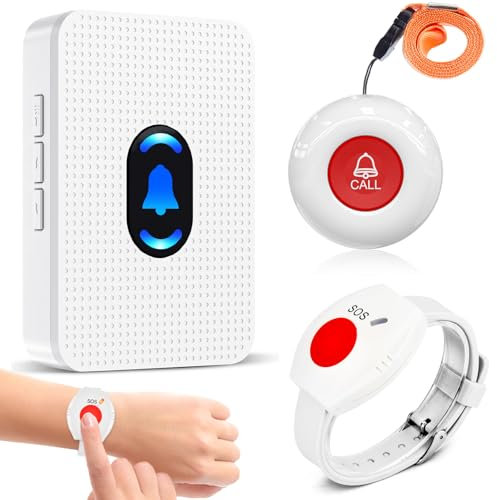 Daytech Notrufknopf für Senioren/Hausnotruf mit Notrufarmband für die häusliche Pflege Notfall Armband senioren für Pflegebedürftige (1xEmpänger+1xSender+1xSOS Armband)
