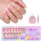 Roucerlin 150 Pcs 3 in 1 Fake French Tip Press On Nails Short Almond, Pre-formed Soft Gel Nail Tips Full Cover, Pink Stick Glue On Nails, Reusable False Nail Tips Extensions for Home DIY 15 Sizes