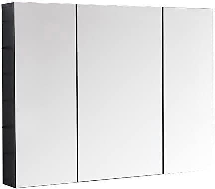 Badezimmerschrank,Badezimmerschrank zur Wandmontage mit 3 Spiegeltüren, Badezimmer-Medizinwandschrank mit rahmenloser, seitlich verspiegelter Tür, Ablageflächen für Nische oder Oberflächenmo