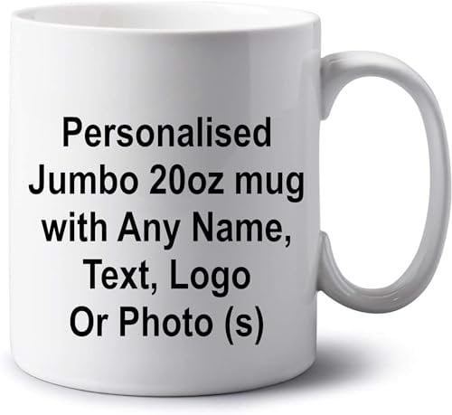 GOPERSONALISED Personalised Jumbo 20oz Mug Extra Large Tea Coffee Big Mug Custom Name Cup for Men Women Novelty Birthday Christmas Work Gifts Photo Mug