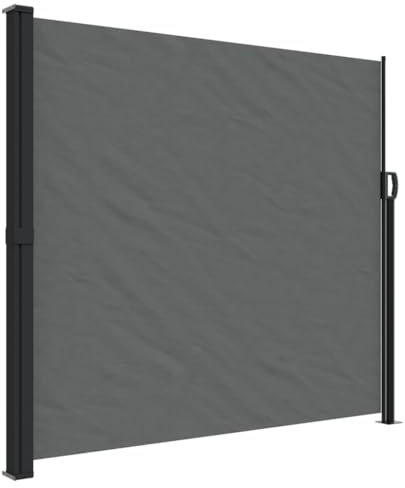 Willood Seitenmarkise Wandmarkise Ausziehbar mit PU-Beschichtung, Windschutz für Balkon Terrasse Garten, Sichtschutz Markise Anthrazit 220x500cm Einseitig einziehbar