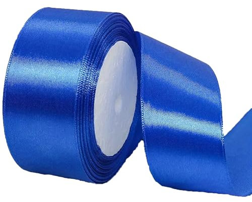 4cm Blau Satinband, Satin Dekoband Präsent Geschenkband Breit Ribbon für Kleid Hochzeit, Taufe und Geburtstag Geschenke,Satin Dekoband, Deko Band Geschenkverpackung, 22.8M…