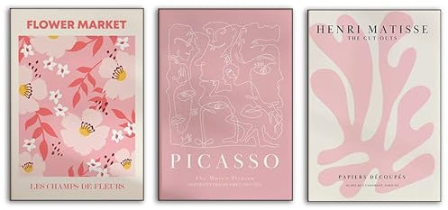 3 Stück Matisse Poster Drucke Rosa Blume Markt Wand Kunst Abstrakte Minimalismus Leinwand Malerei Nordic Bild Für Wohnzimmer Wohnkultur Ohne Rahmen