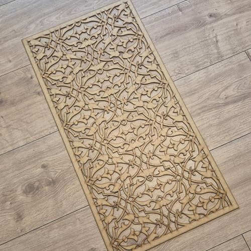 Floral Damask Design Grate Pattern trellis Pattern Screen Radiator Cabinet wall Decorative Screening-grille- Perforated MDF panel (1200x600mm) 0182 (6mm Primed White, 120cm by 60cm)