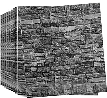 Beswitory 3D Brick Wallpaper Wall Stickers - Self-Adhesive and Waterproof Foam Panels, Easy to Install Peel and Stick Design for Home Decor, Black, 30-Pack 70x77cm