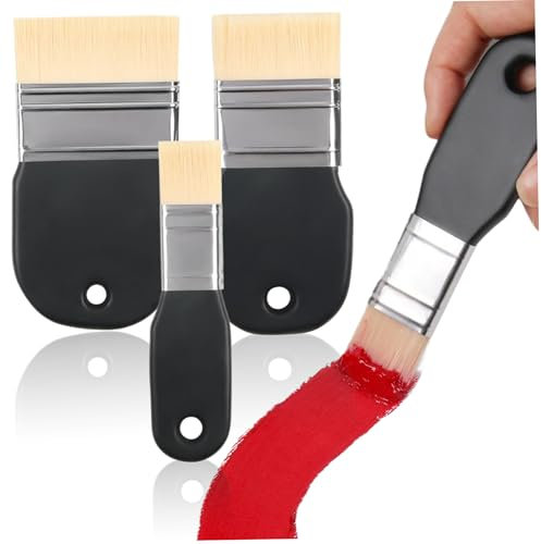 Paint Brush Set, 3PCS 1 2 3 Soft Nylon Flat Paint Brushes, Water-resistant Artist Paint Brushes, Hanging Paint Brushes for Acrylic Painting, Oil Paint, Watercolor DIY Handmade Design Supplies