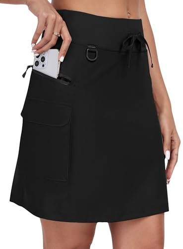 MoFiz Gonne da Tennis con Pantaloncini Donna Gonna da Golf con Tasche Gonne-Pantalone Sportive per Escursionismo Atletico Corsa Ciclismo Nero Taglia EU S