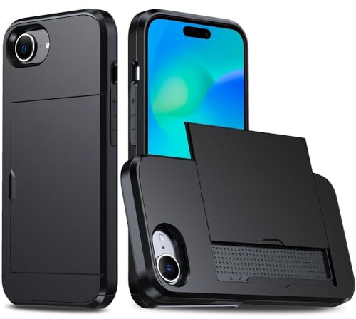 Cesryorsis pour iPhone 16e Coque avec Porte-Carte, Silicone TPU étui de téléphone, Ultra Mince, Souple, Antichoc Housse de Protection，Bumper Cover for iPhone 16e