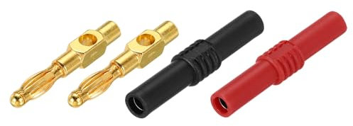 sourcing map 2 Pcs 4mm Banana Plug Coupler, Female to Female Banana Jack Socket Connector, Banana Extension Adapter for Speaker Wire, Audio Video Cable, Black&Red