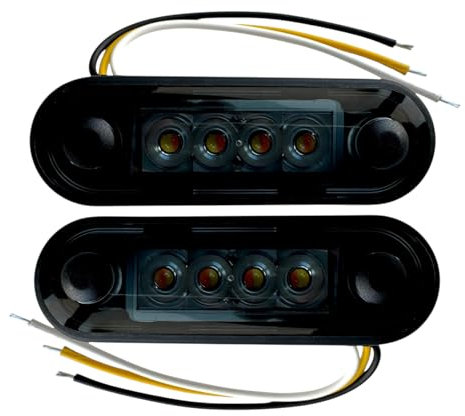 MelTruck® 2x LED Begrenzungsleuchte flach und rund Gummiunterlage für LKW PKW Anhänger (Dunkles Weiß-gelb)