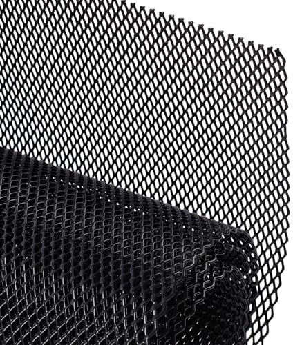 Bettol Griglia da corsa nera in lega di alluminio, 100 x 33 mm, foro a rombo da 3 x 6 mm, griglia universale per griglia automobilistica, griglia nera