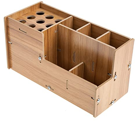 HEALEEP Friseur Aufbewahrungsbox Holz Mit Trennwand Für Kämme Scheren Haarschneidewerkzeug Tisch Organizer Barbershop Einsatz
