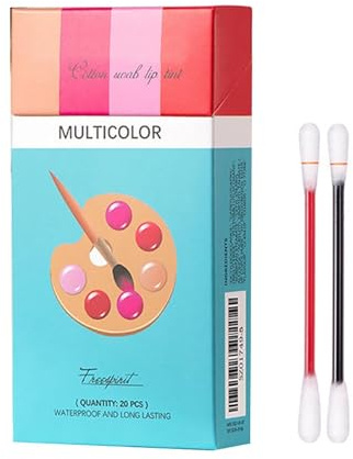 20-Pack Disposable Lip Glaze Pods | Liquid Lip Stain & Gloss, Moisturising Formula, Hygienic Swab Applicators (0.15mlx20) YBG1410YU