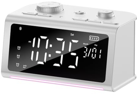 Lonrtesw Multifunctional Sleep Aid White Noise Instrument Bluetooth Alarm Clock Speaker FM Radio Wake-Up Night Light White