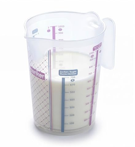 Zenker Sweet Sensation Messbecher 1000ml – Präzises Dosieren mit Vierfach-Skalierung, Hitzebeständigkeit: +100 °C, Spülmaschinengeeignet, Designed in Germany, Bunt
