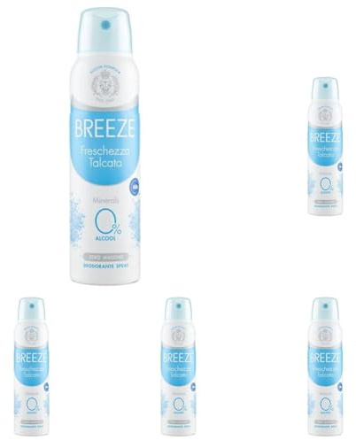 BREEZE | Deospray Pudrige Frische, 1 x 150 ml (Packung mit 5)