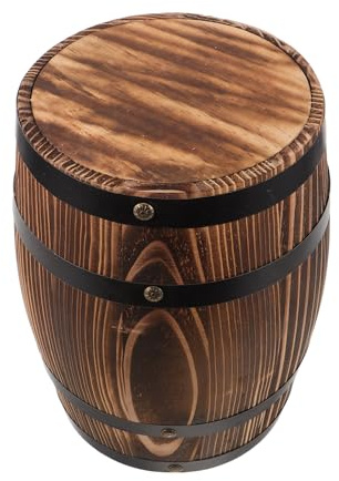 Parliky Rustikaler Holzfass Hocker Vintage Gartenhocker mit Holzsitz Multifunktionaler Barhocker für Terrasse Küche Garten Rustikaler Beistelltisch und Blumenständer