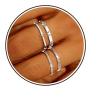 Chihayafuji 4 Stück Sterling Silber Ringe für Damen 925 Silberring Goldring Zirkonia Daumenring Stack Wasserfest Layered Ring Set Schmuck Geschenk Frauen Größe 5–11