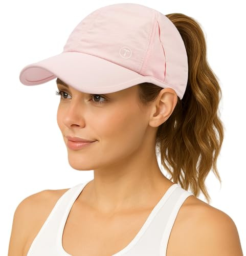 TOP-EX Cooling Baseball Caps für Damen Pferdeschwanz, Sommer UPF 50 Sun Basecap Damen UV Schutz mit Mesh für Running Laufen, Wasserdicht, Atmungsaktiv, Faltbar, Babyrosa S/M