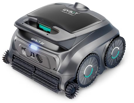 WYBOT B1 Robot de Piscina Inalámbrico, Limpia Fondo y Paredes 120 Min Autonomía para Piscinas, Robot de Limpieza Inteligente Ligero con App, Dos Cepillos Laterales, Gris-Verde