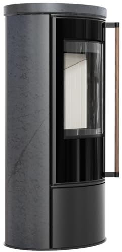 KRATKI ERIK Ø150 5,5 kW Keramikofen GRAFITE SATIN Deckel Griff aus Jatoba
